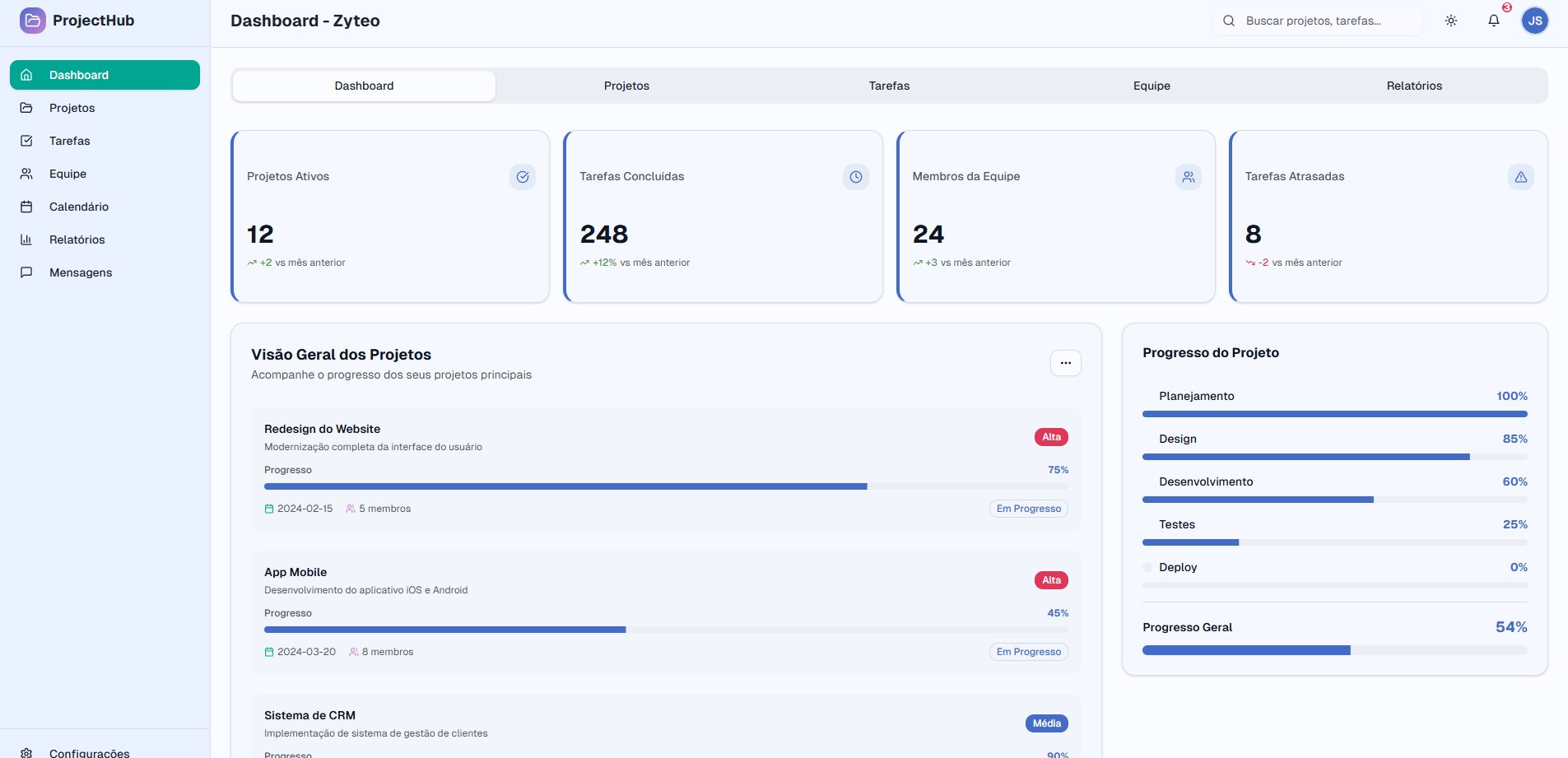 Projeto SaaS Dashboard - Web App